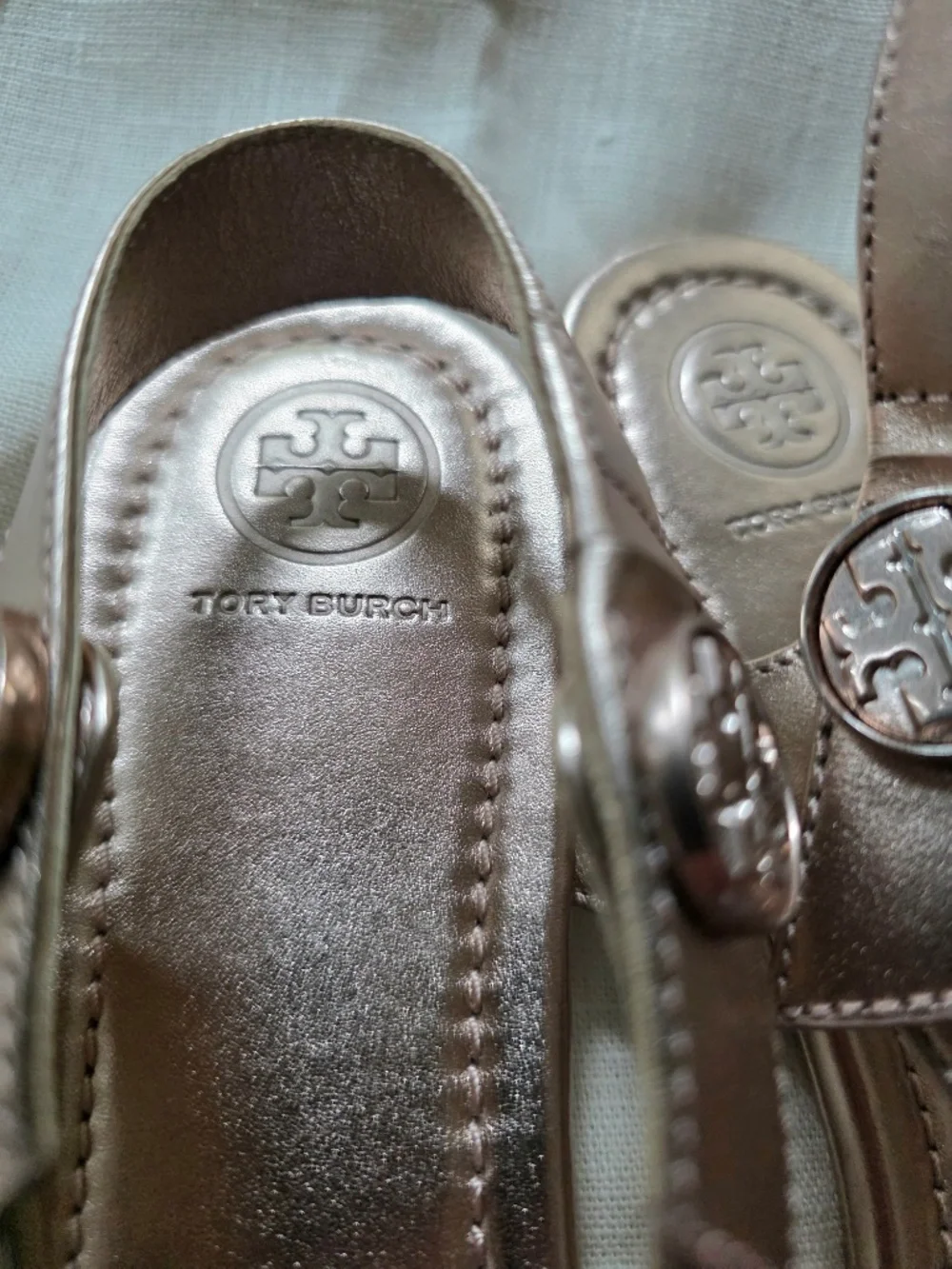 Tory Burch rose gold sandals